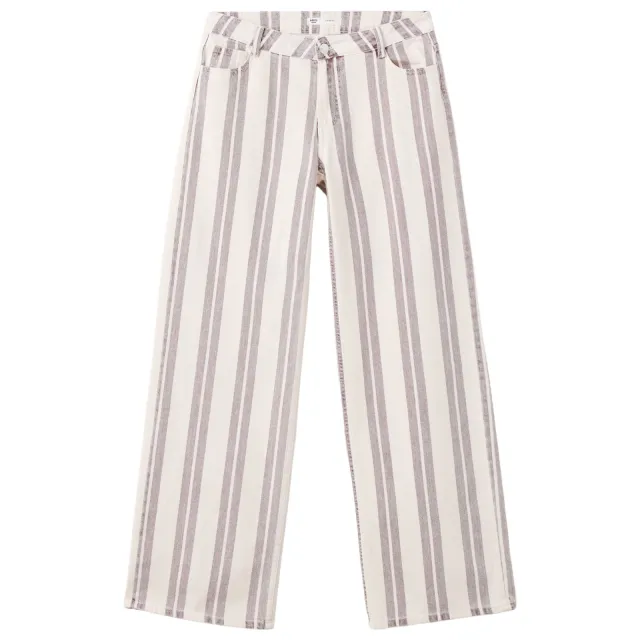 Mango TEEN wide leg gestreepte jeans - lichtbeige