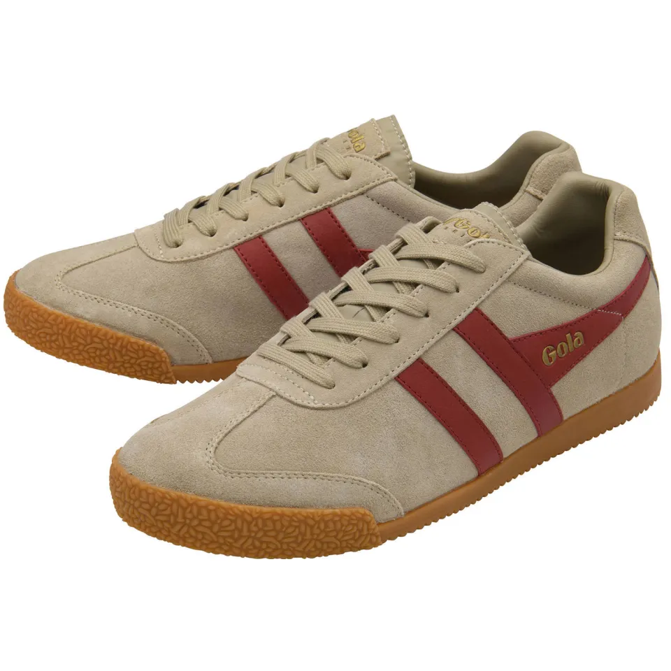 Gola Harrier suède sneakers beige/rood, foto 4