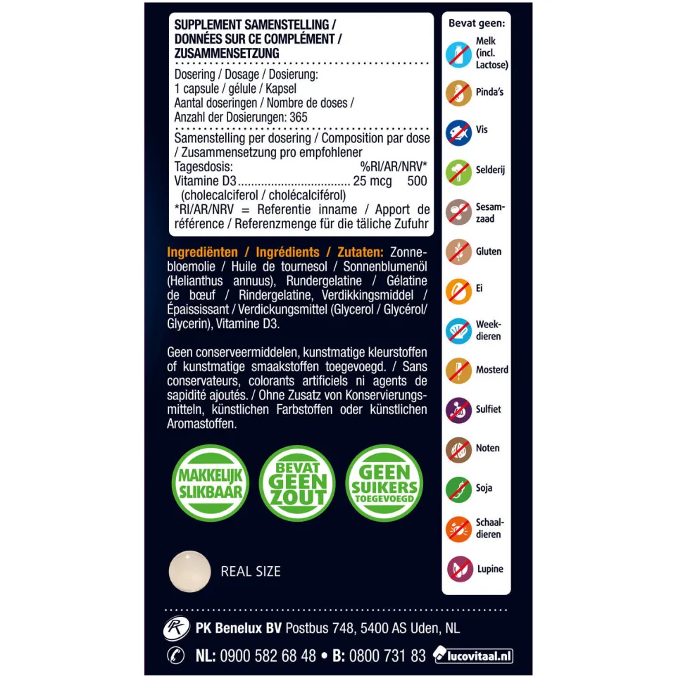 Lucovitaal Vitamine D3 25 mcg capsules, foto 4