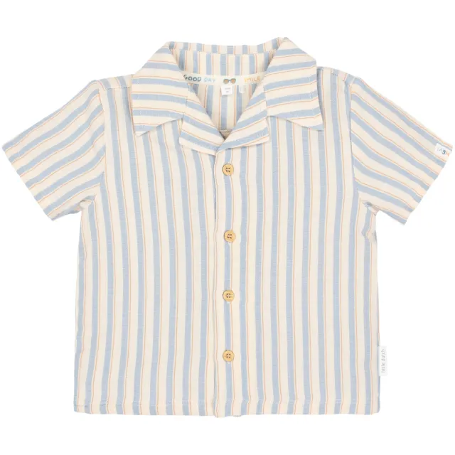 Little Dutch gestreepte overhemd lichtblauw Lichtblauw/offwhite