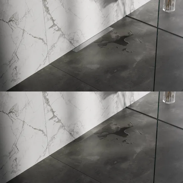 Brauer Douchegoot Brauer Geborsteld RVS Muur Montage Inclusief Vloerflens 60x7 cm Zero Tegelinlegrooster Omkeerbaar