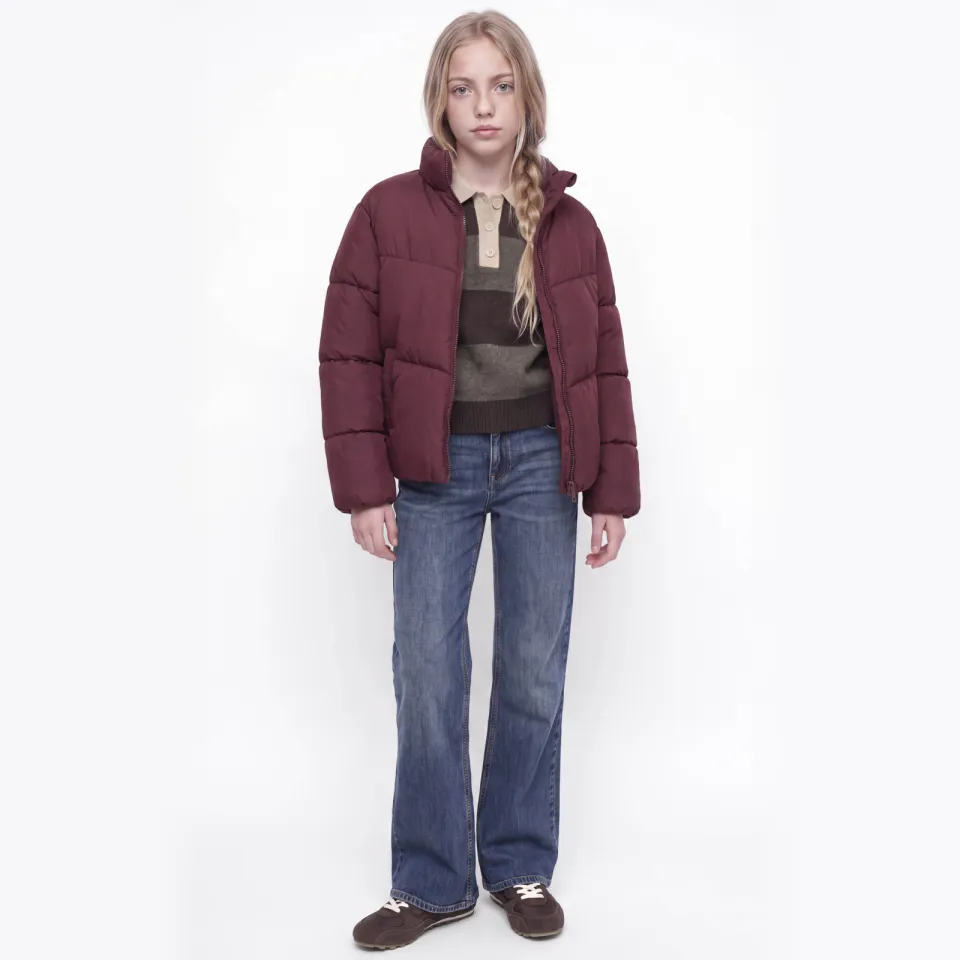 JJXX GIRL pufferjas donkerrood