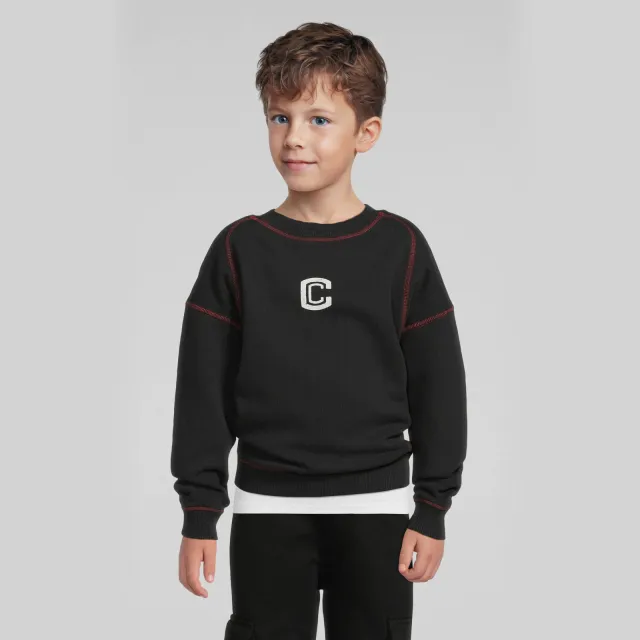 Coolcat oversized fleece sweater met C logo Scott donkergrijs