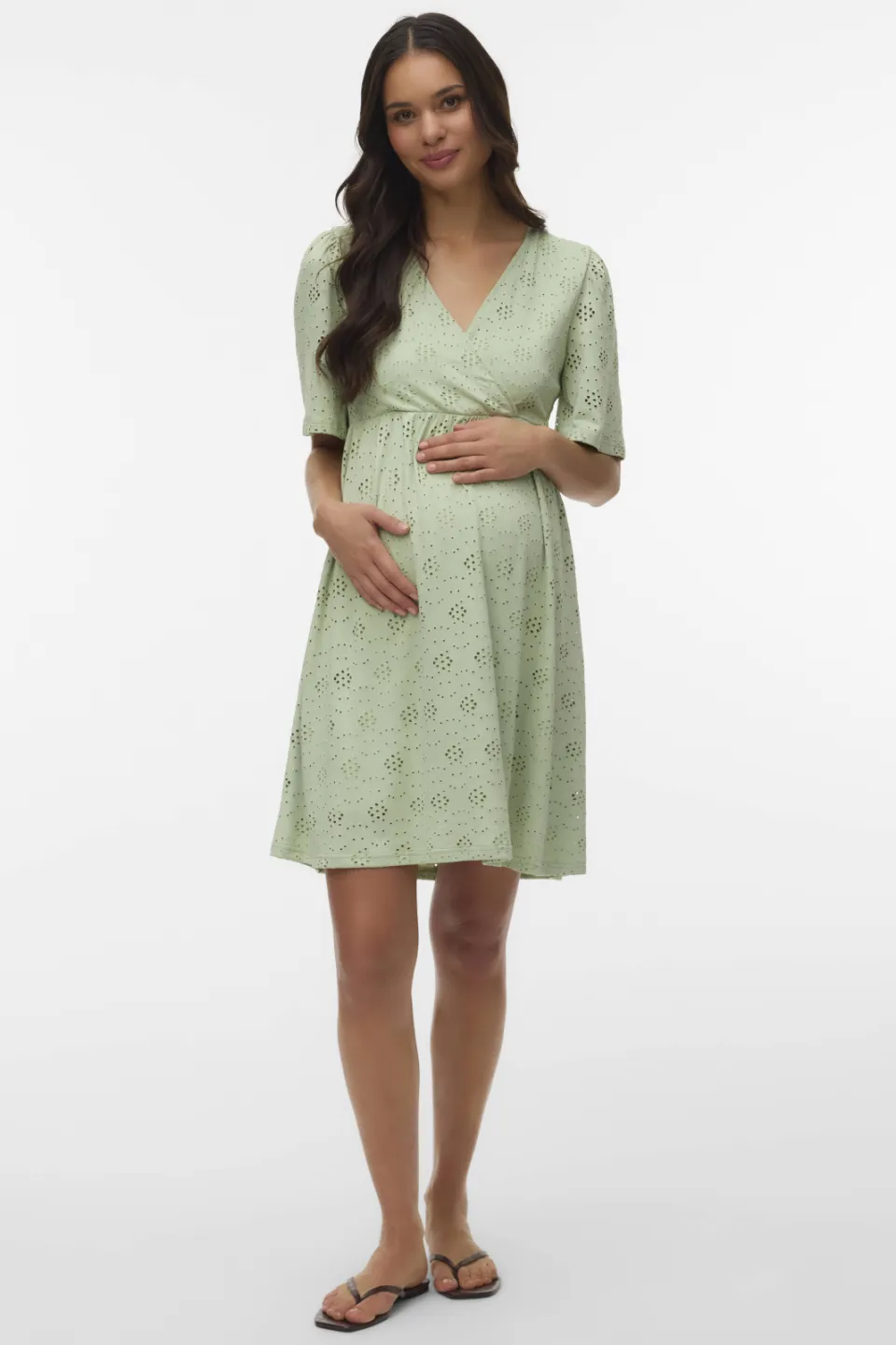 Mamalicious Mlanamaya wikkeljurk broderie groen, foto 4