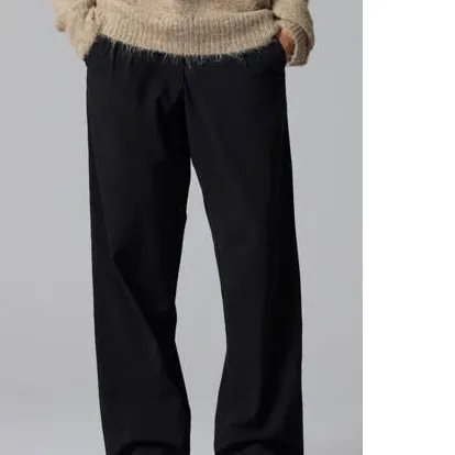 LMTD wide leg broek met plooien zwart, foto 6