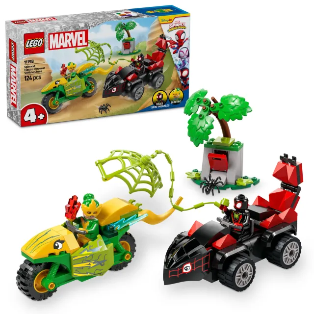 Lego Marvel Spidey en zijn geweldige vriendjes Spin en Electro achtervolging met dinosaurusvoertuigen 11198, foto 2