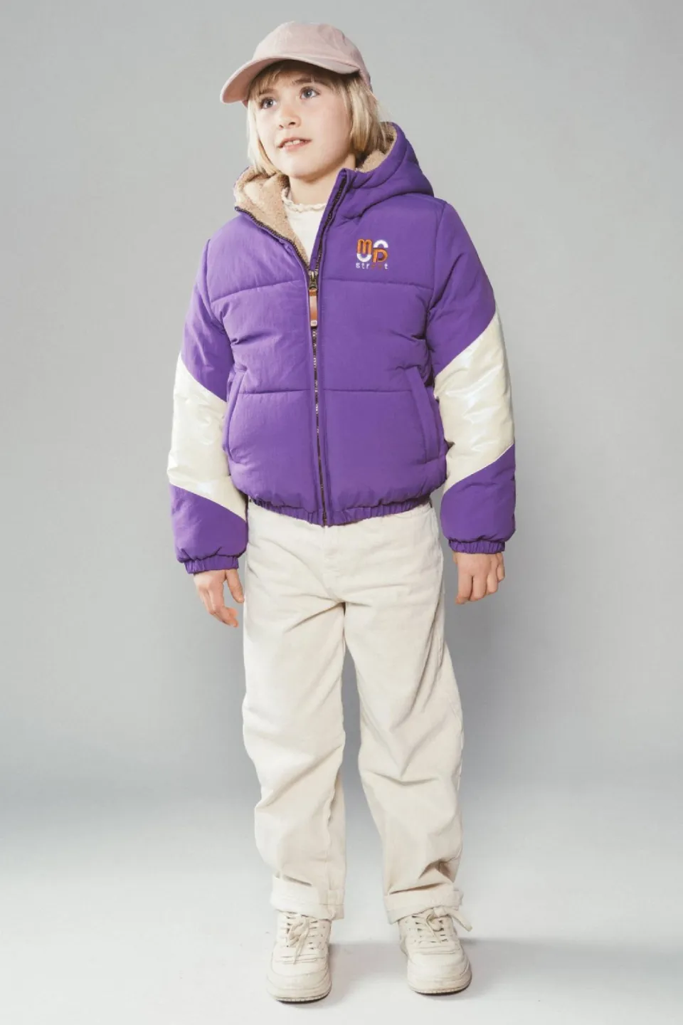 Moodstreet gewatteerde winterjas paars offwhite, foto 6