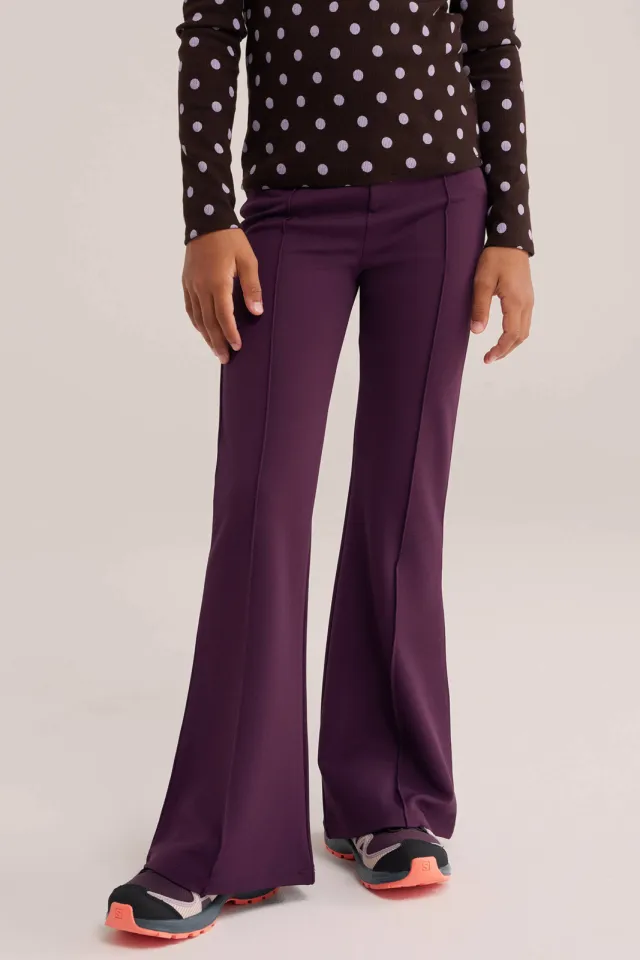 WE Fashion flared broek aubergine, foto 3