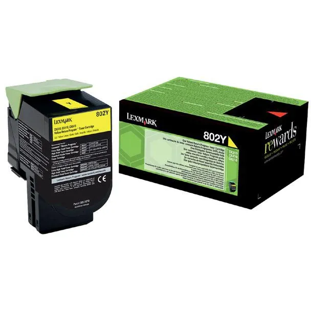 Lexmark 802Y Toner Geel, 1k