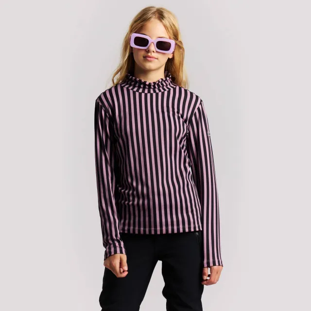 Protest gestreepte outdoor sweater met opstaande kraag - lila/zwart