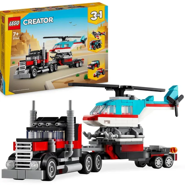 Lego Creator 3-in-1 Truck met helikopter Speelgoed Auto en Vliegtuig Set 31146