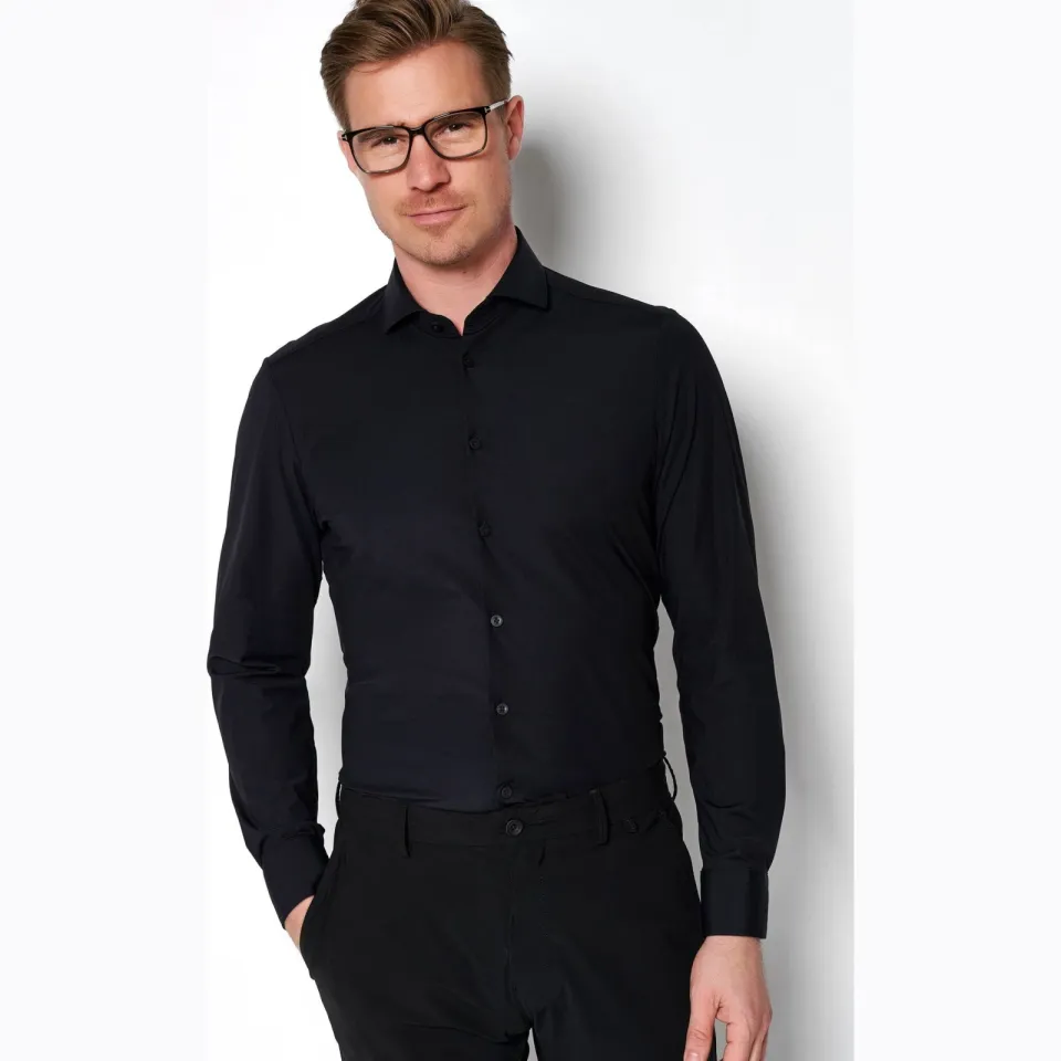 Pure Overhemd Lange Mouw Pure H.Tico The Functional Shirt Zwart