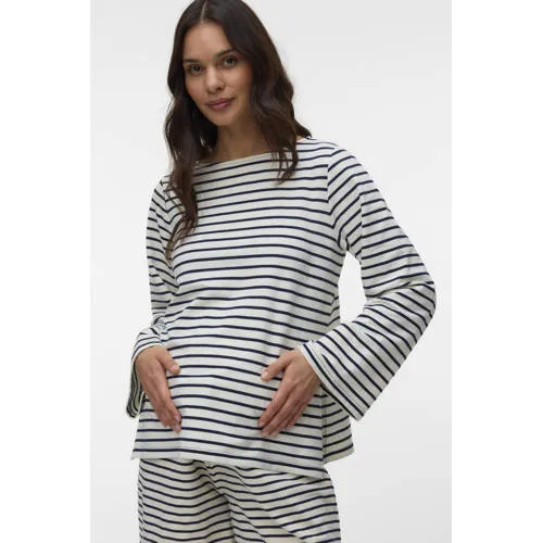 Mamalicious zwangerschaps gestreepte longsleeve donkerblauw ecru/donkerblauw, foto 5