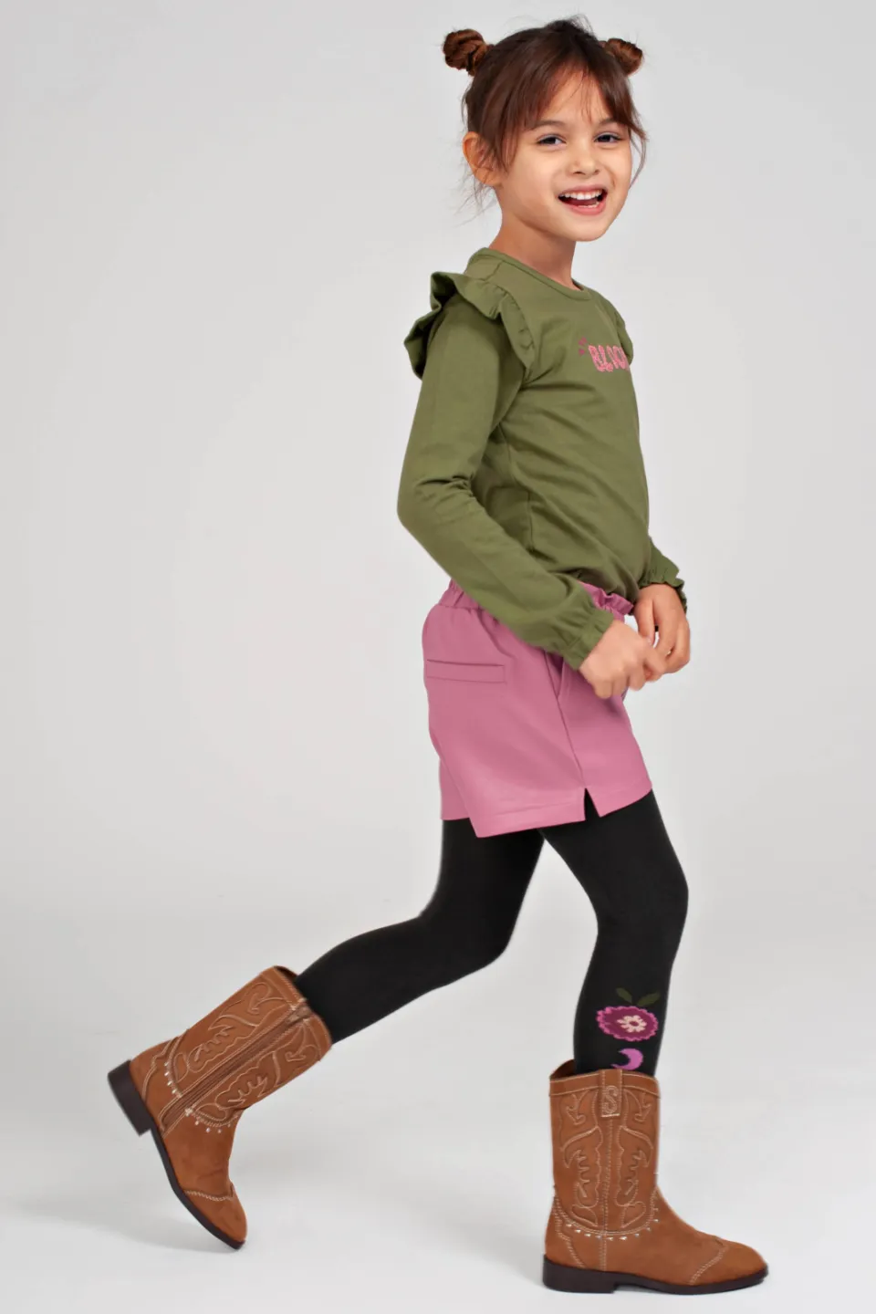 Jubel Moon Flowers imitatieleren korte broek roze