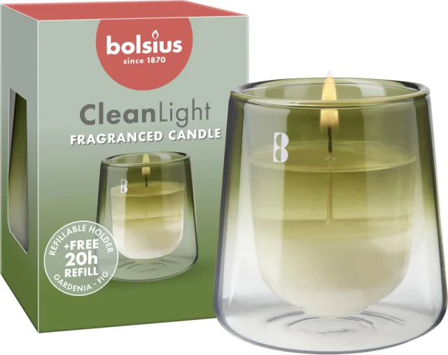 Bolsius CleanLight geurkaars starterkit Gardenia & Fig groen, foto 2