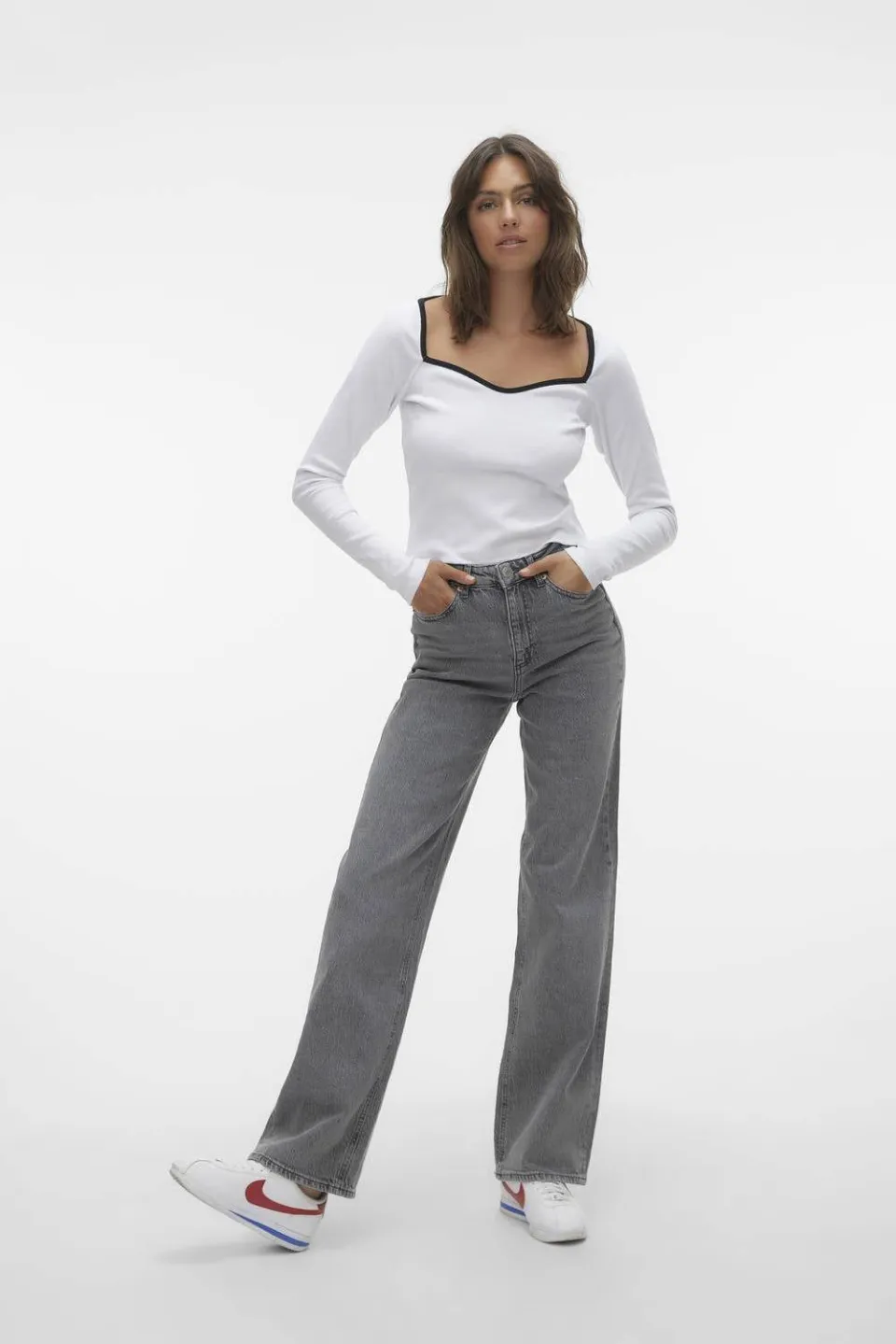 Vero Moda high waist wide leg jeans VMTESSA grey denim Medium Grey Denim