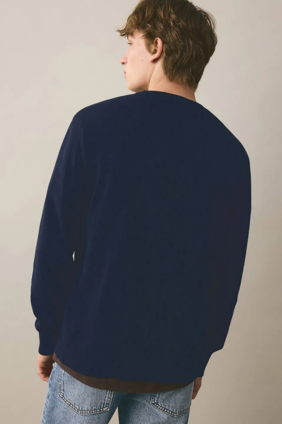 Mango TEEN katoenen gebreide trui - marineblauw, foto 4