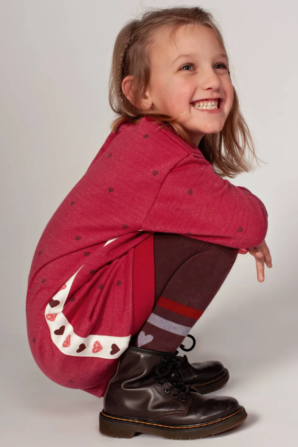 Jubel midi sweatjurk met hartjes roze, foto 4