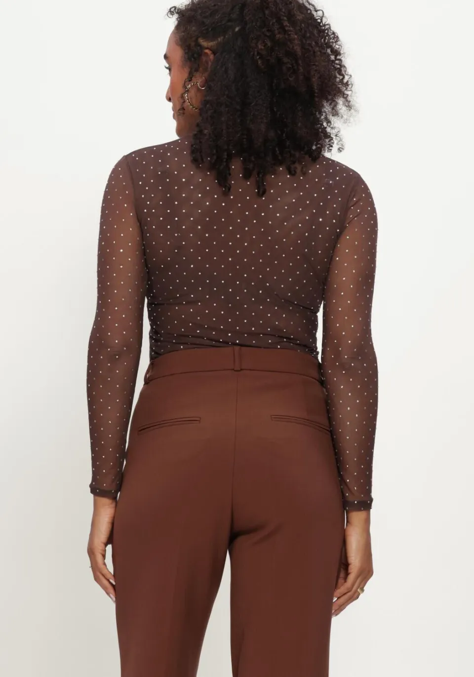 Studio AR by ARMA Ines mesh top donkerbruin, foto 3