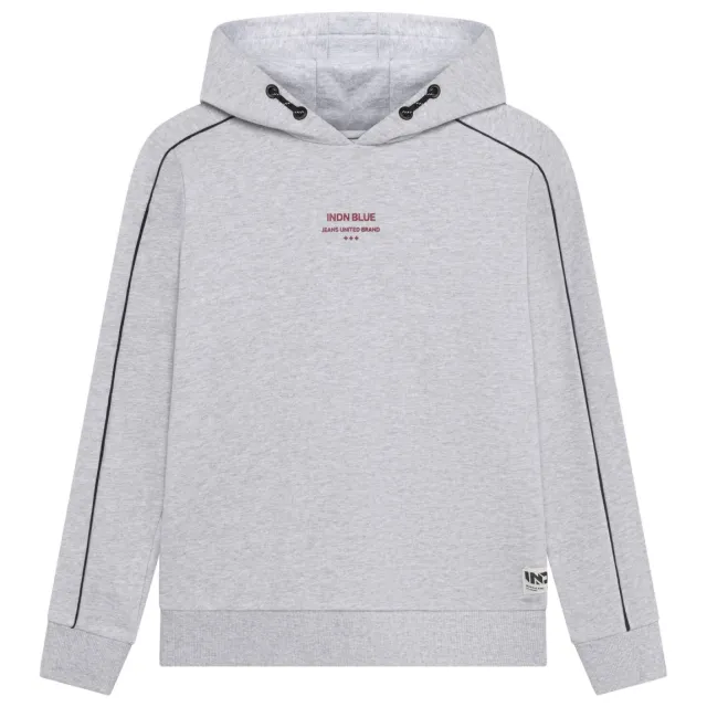 Indian Blue Jeans rechtvallende hoodie met backprint - grijs Grijs melange
