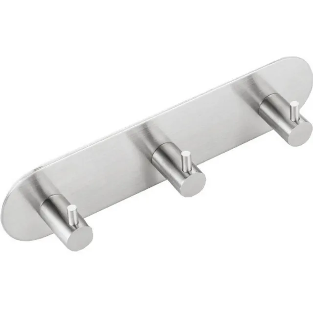 Sapho Drievoudige Handdoekhaak Sapho 19x4.6 cm Zelfklevend Geborsteld RVS