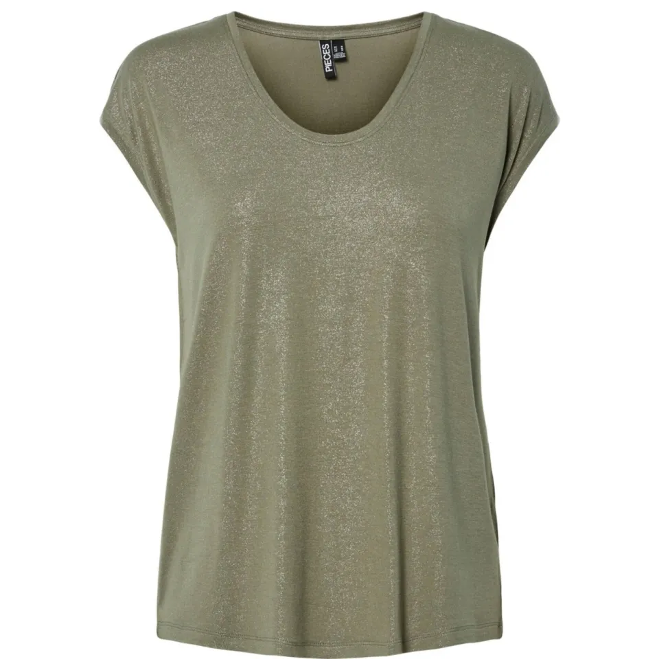 T-shirt Korte Mouw Pieces PCALICE SS GLITTER TEE groen, foto 2