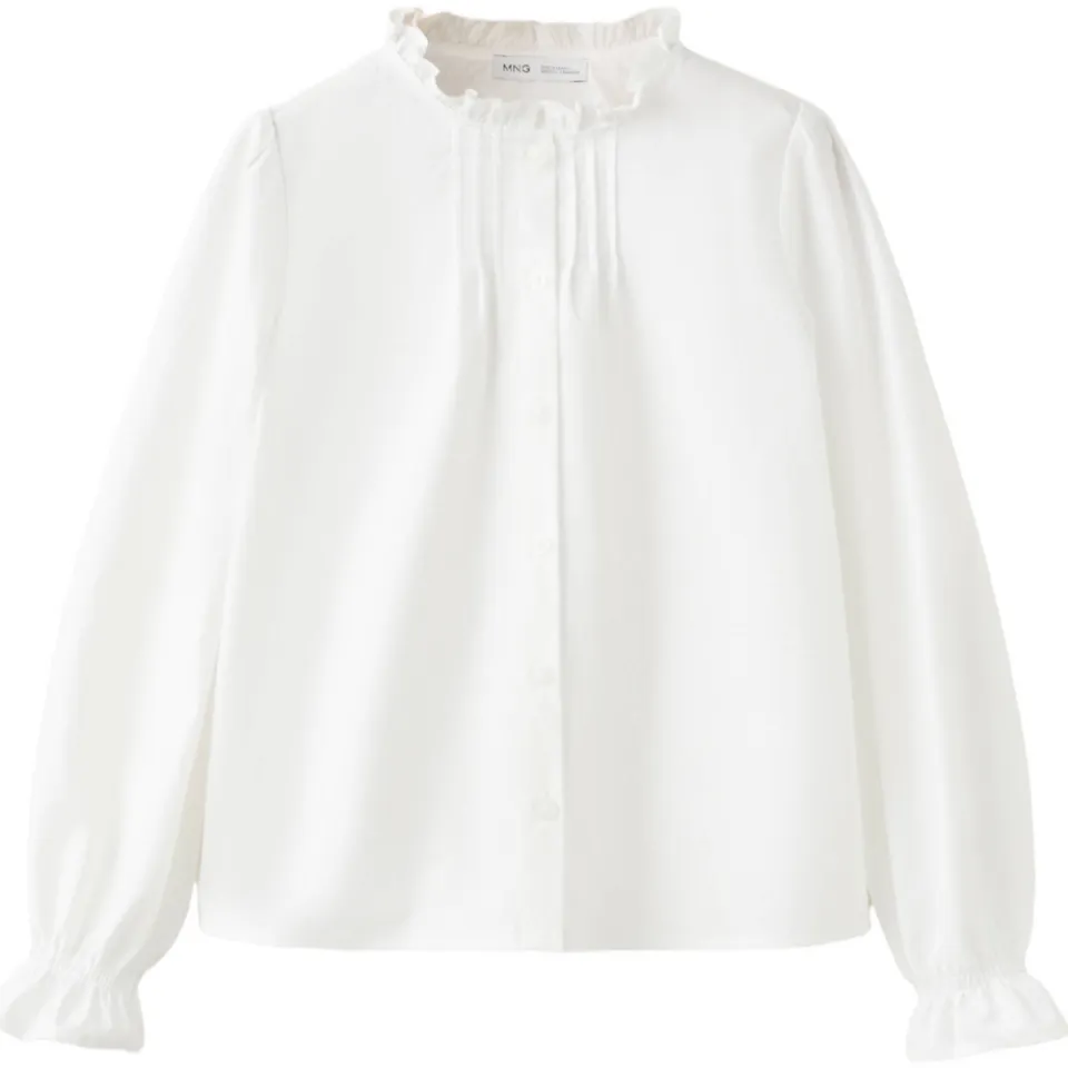 Mango blouse met plooien en ruches wit, foto 2