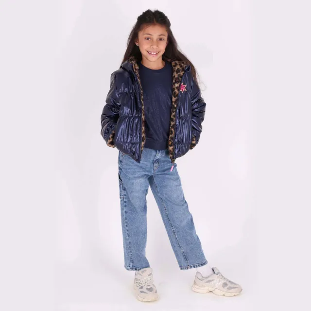 B.Nosy Jessie omkeerbare winterjas donkerblauw Donkerblauw/bruin