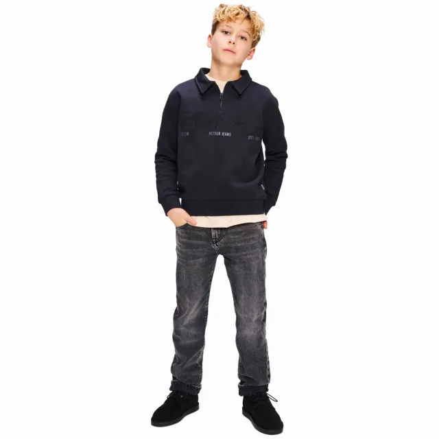 Retour Jeans sweater met borduursels en print - grijs
