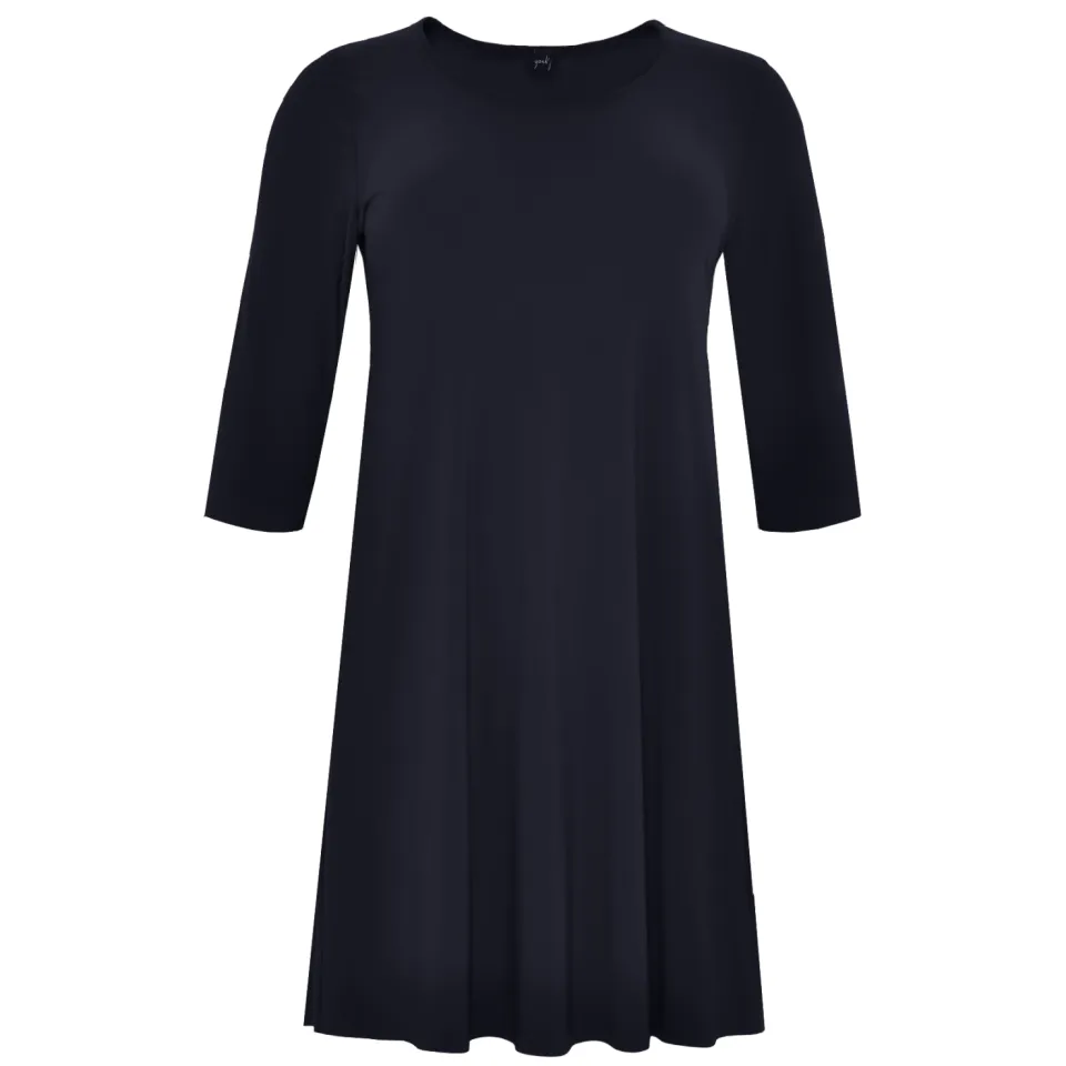 Yoek A-lijn jurk 3/4 mouwen donkerblauw blauw, foto 2