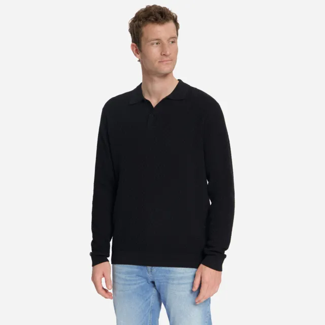 No Excess katoenen regular fit gebreide jacquard trui - zwart Black