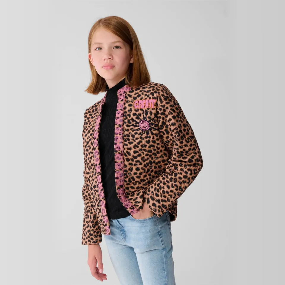 Shoeby jasje voor binnen met panterprint bruin