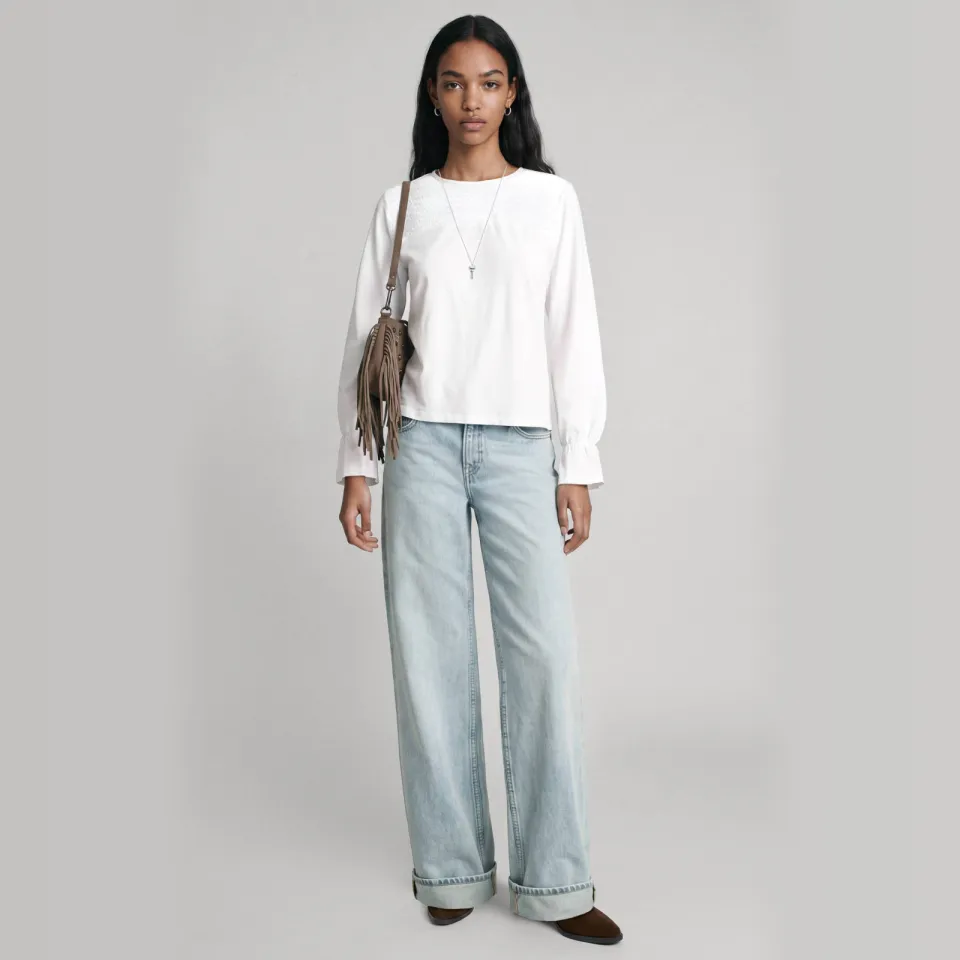Mango TEEN blousetop met smockwerk wit