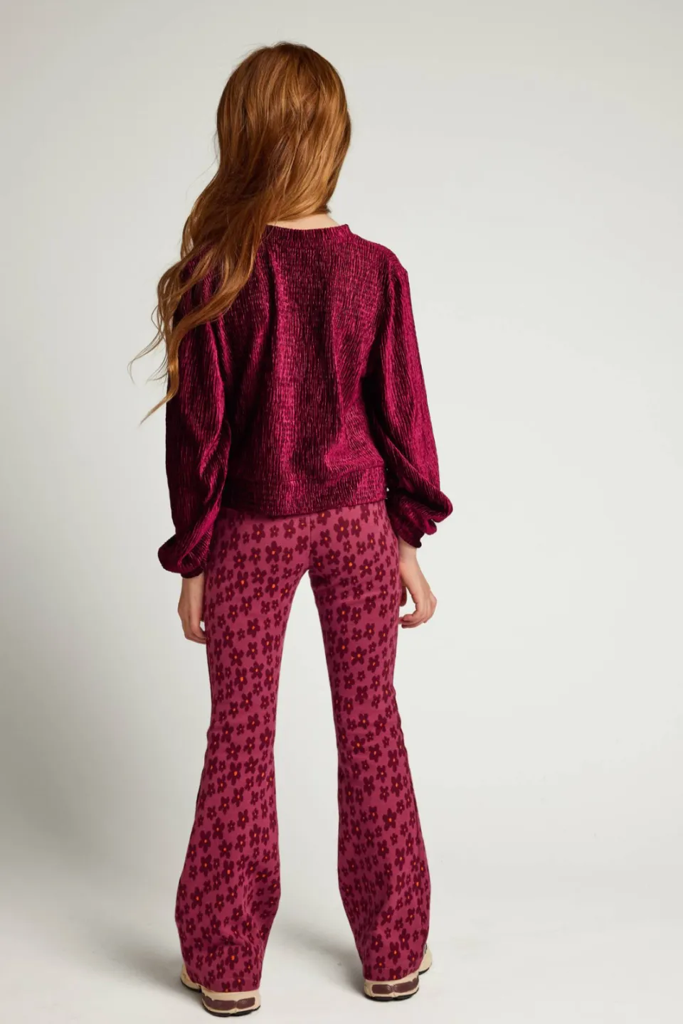 LOOXS little fluwelen rechtvallende sweater - donkerrood, foto 7