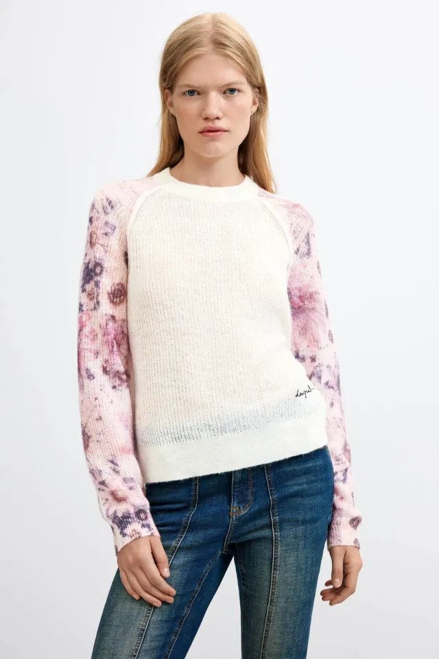 Desigual gebreide trui - ecru Ecru/roze