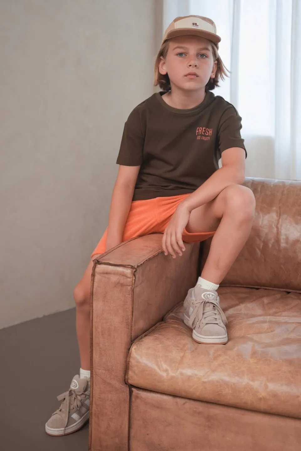 Like Flo T-shirt met backprint donkerbruin Donkergroen