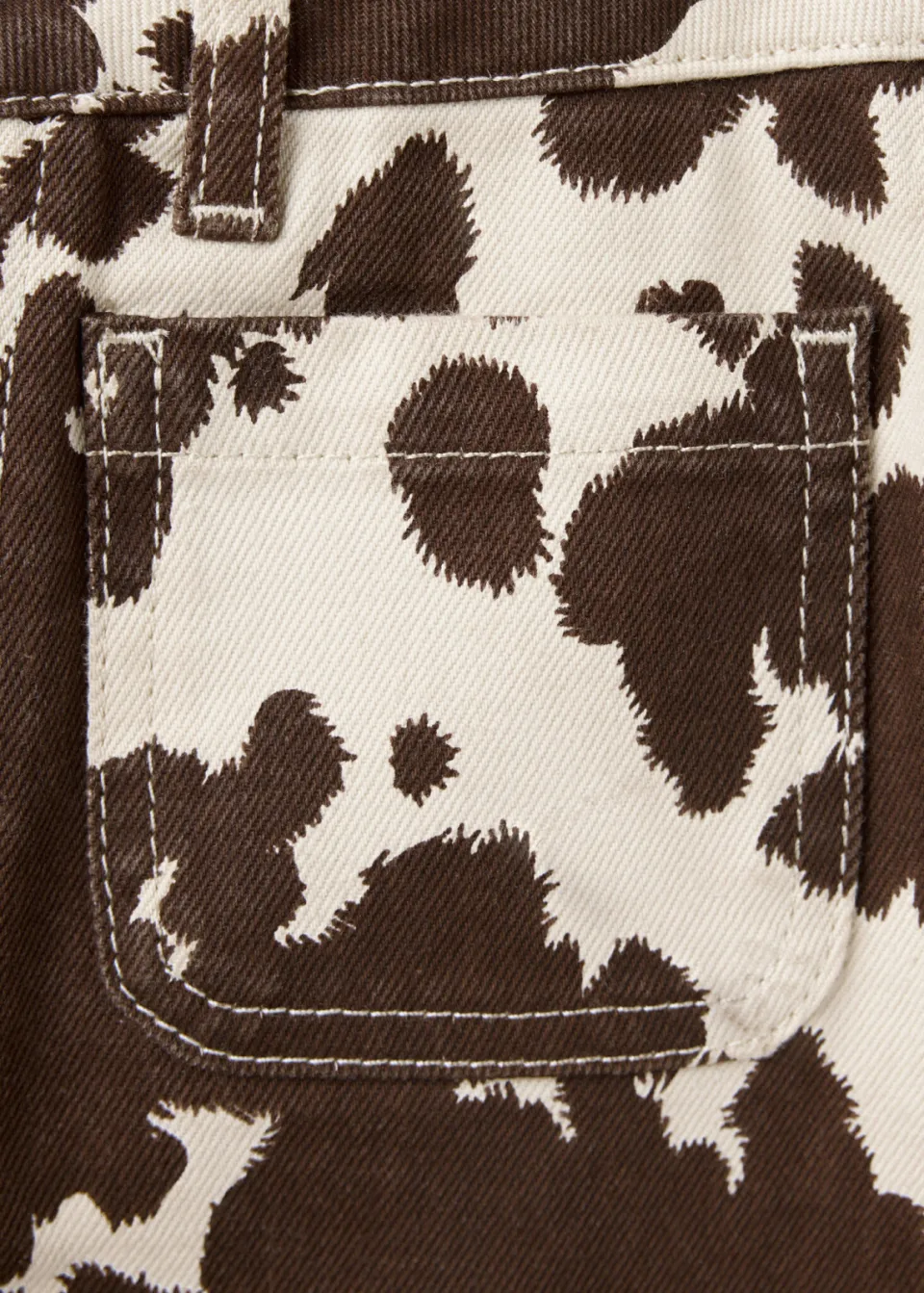 Mango Kids wide leg jeans met koeienprint bruin/wit, foto 5