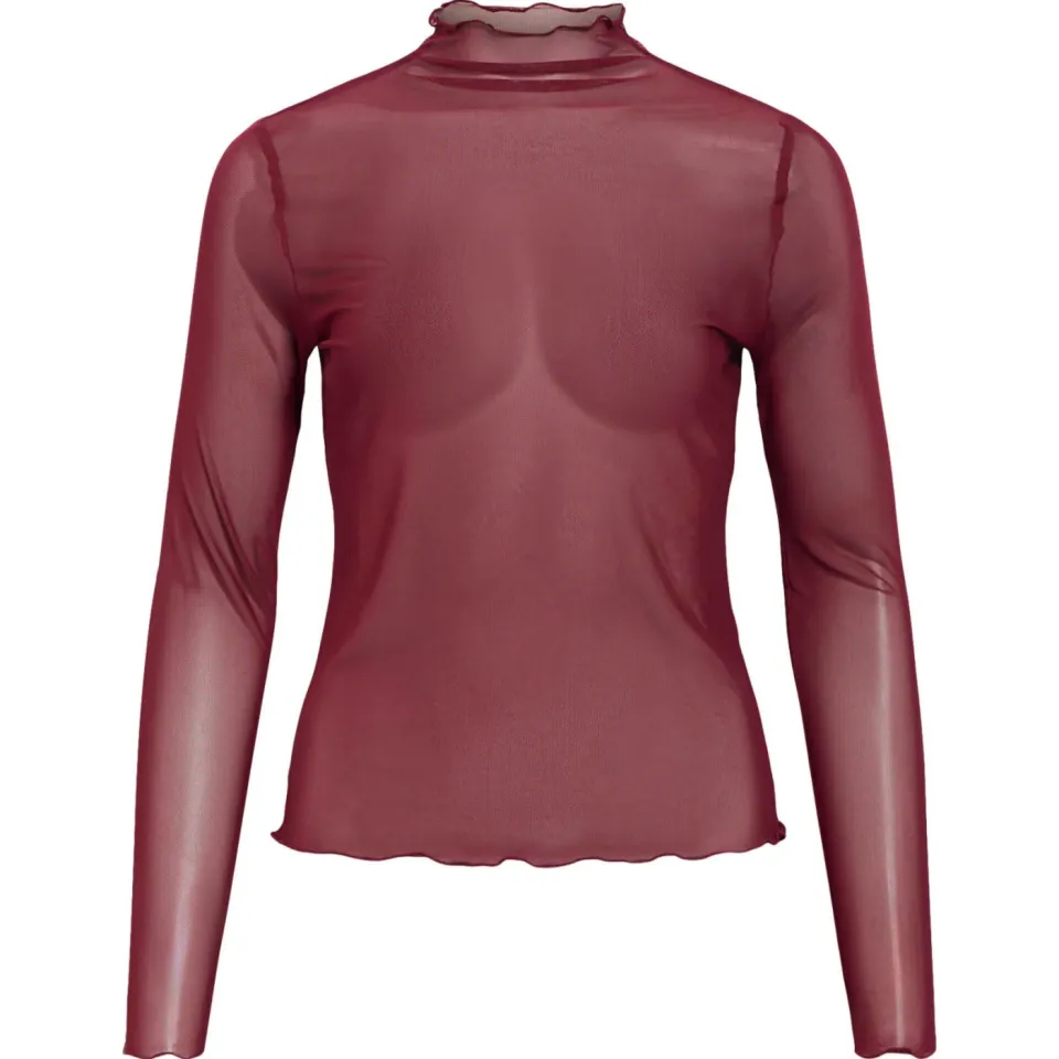 Object Objnela mesh top met lange mouwen bordeaux, foto 2