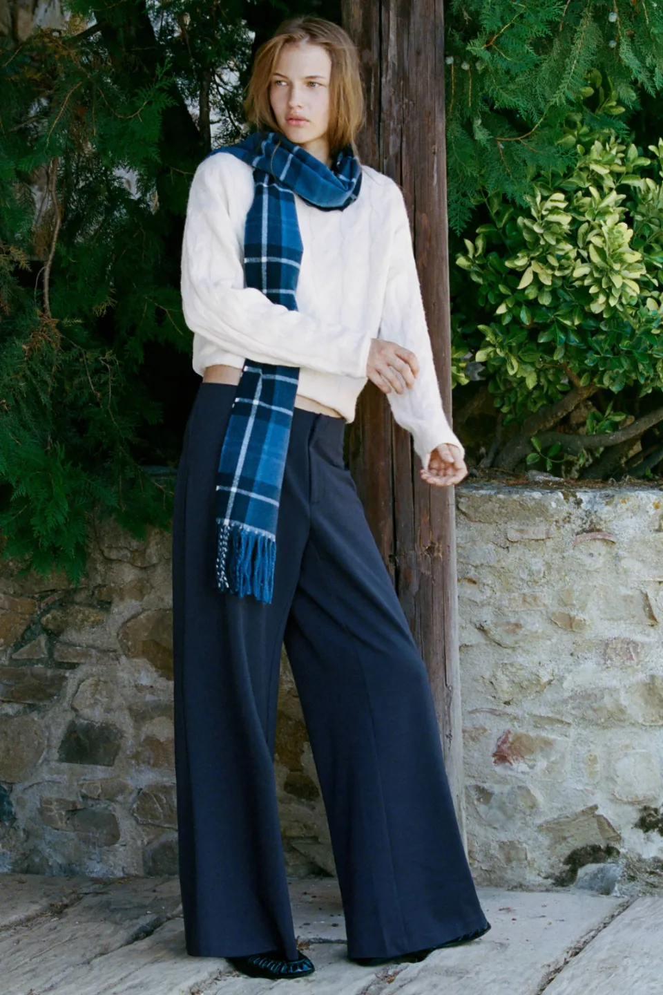 Mango straight leg pantalon marineblauw
