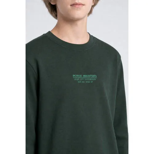 Petrol Industries rechtvallende sweater met print - donkergroen, foto 5