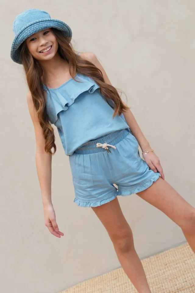 Like Flo spaghettitop light blue denim