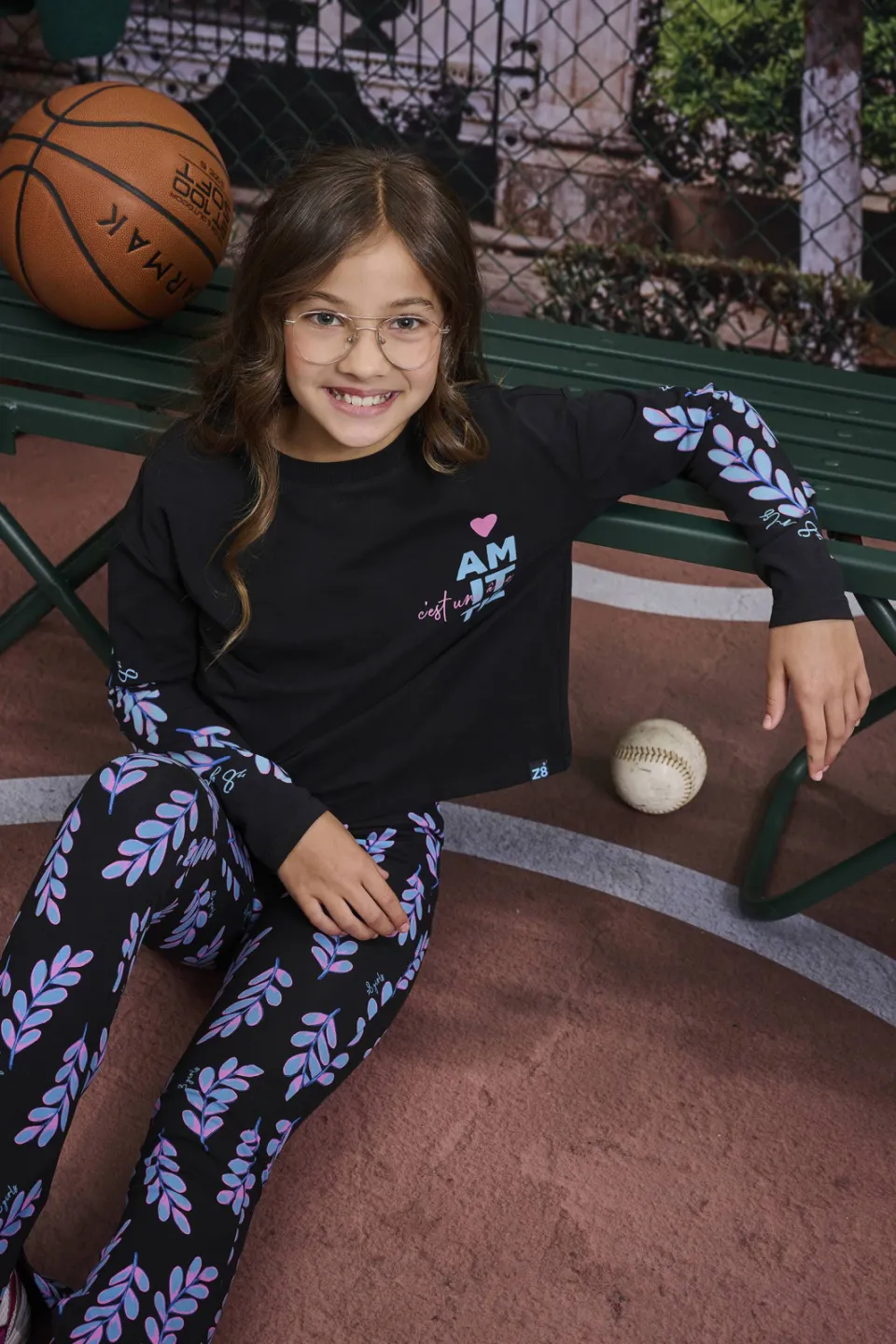 Z8 kids longsleeve Oumayra zwart/lichtblauw
