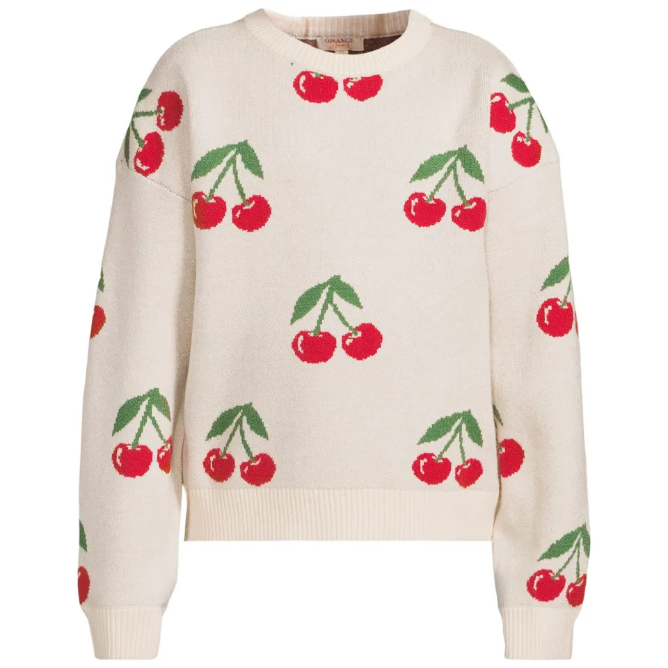 Orange Stars gebreide trui met print - ecru/rood/groen, foto 2
