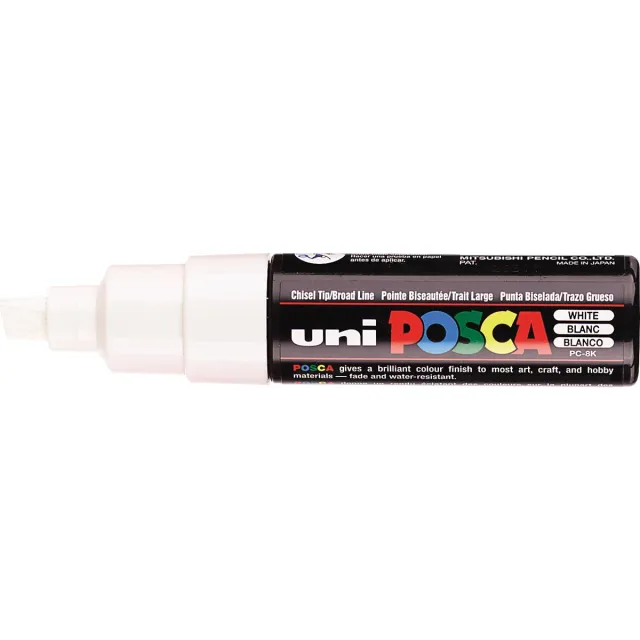 Posca marker met schuine punt schrijfdikte breed wit