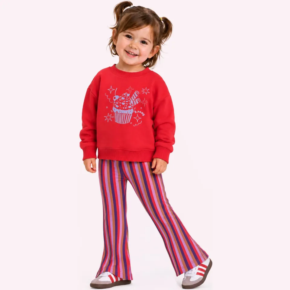 B.Nosy Phae flared broek gestreept Paars/koraalrood/bruin