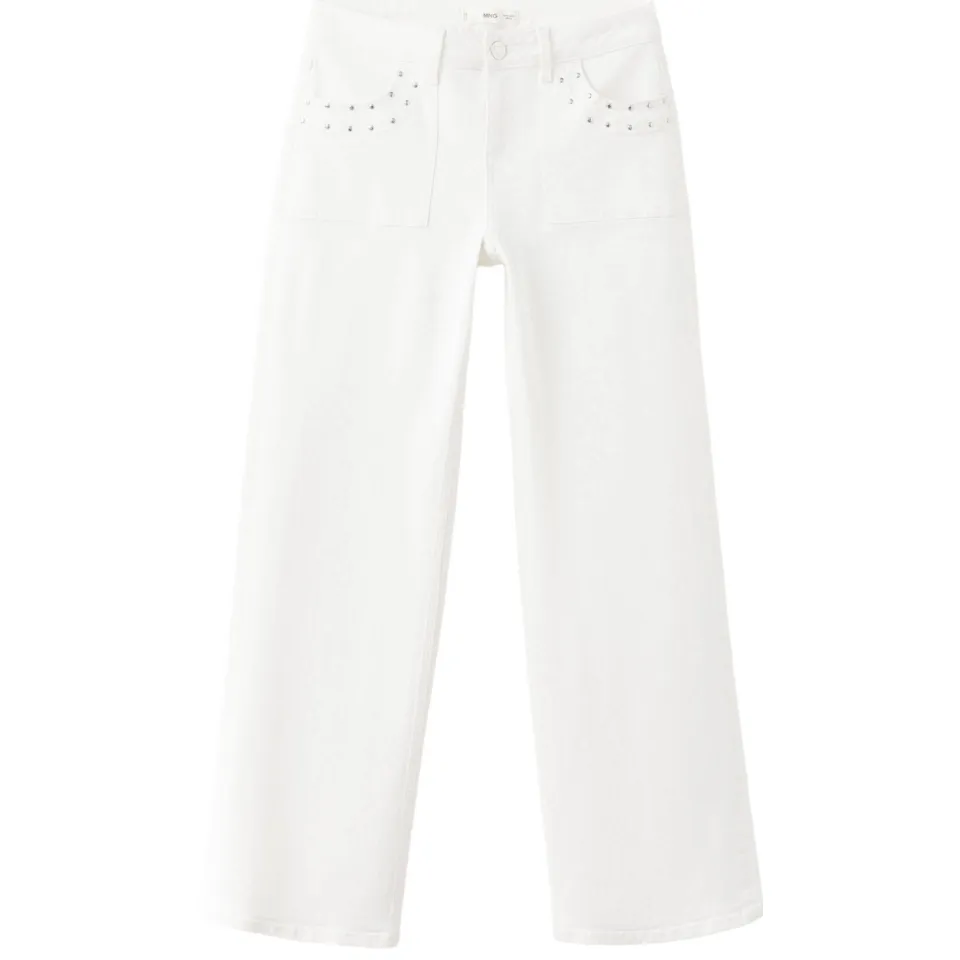 Mango TEEN wide leg jeans met studs - wit, foto 2