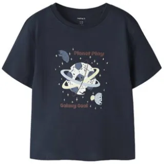 NAME IT MINI T-shirt donkerblauw met print Donkerblauw/wit