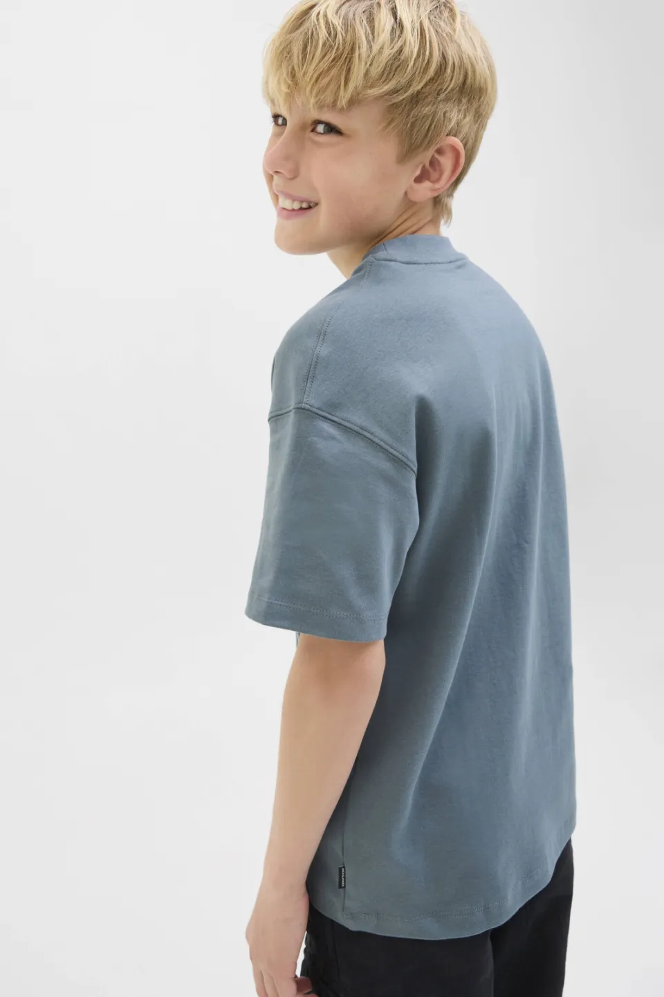 Jack & Jones junior T-shirt grijsblauw effen, foto 3