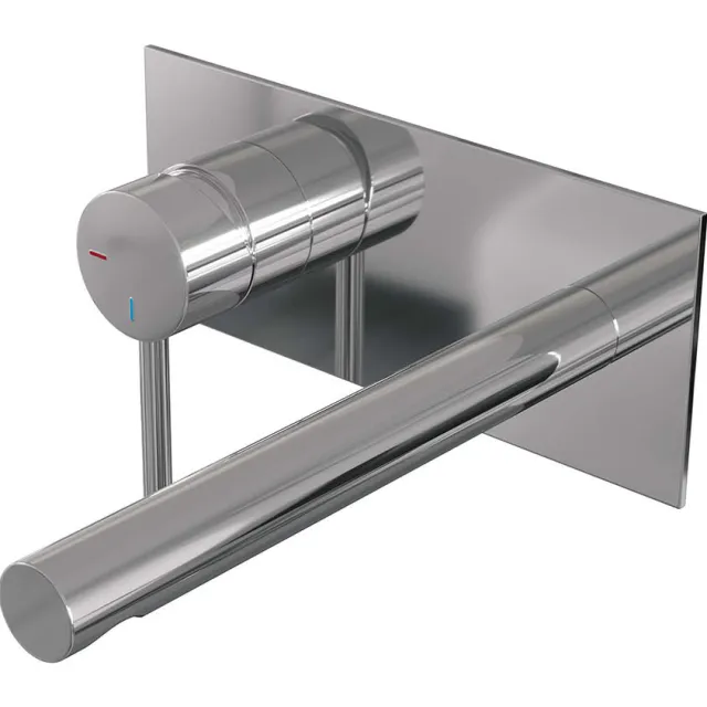 Brauer Inbouw Wastafelmengkraan Brauer Chrome Edition Coldstart Rechte Uitloop Ronde Hendel Links Chroom Met Afdekplaat