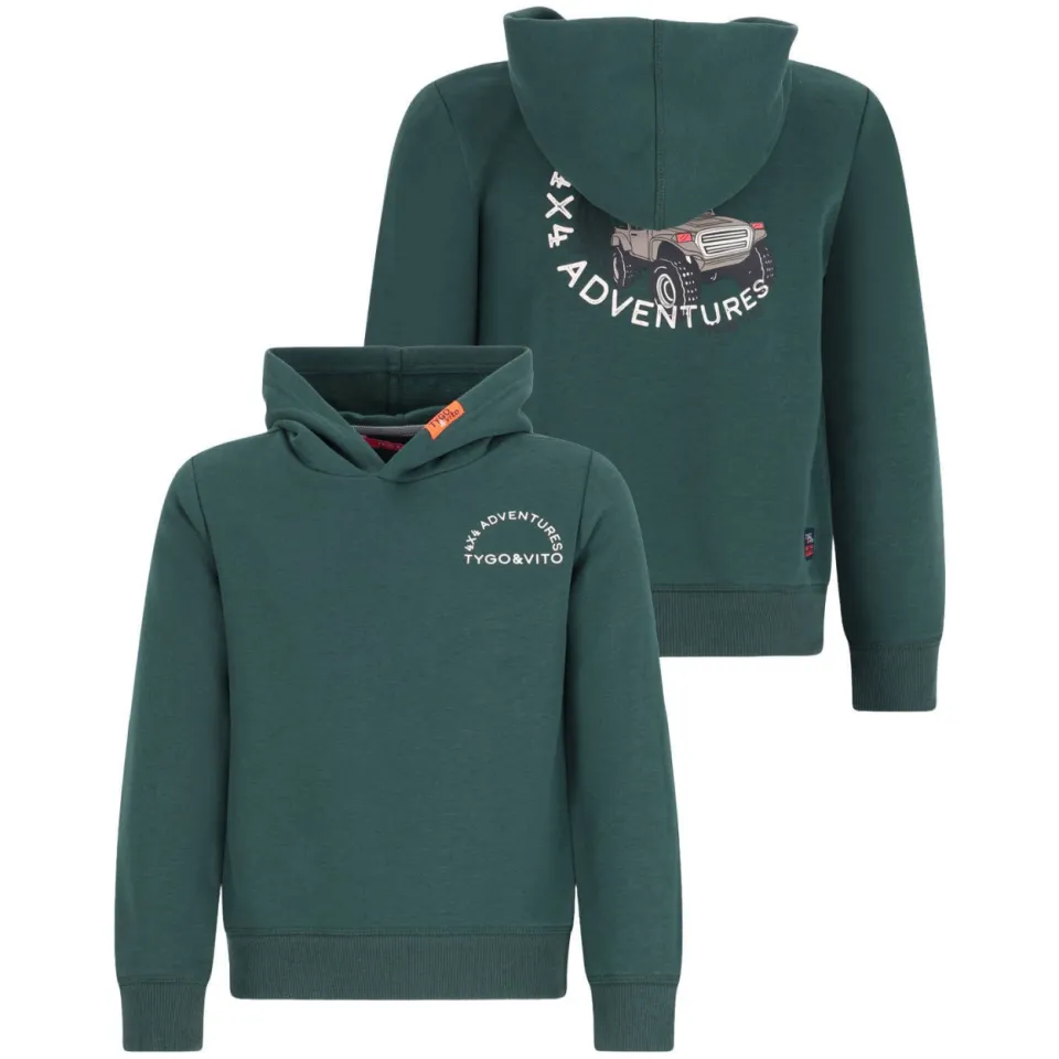 TYGO & vito hoodie met backprint - donkergroen, foto 3